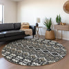 Piper Looms Mayfield Moroccan AMF909 Charcoal Machine Washable Area Rug Round Lifestyle Image Feature