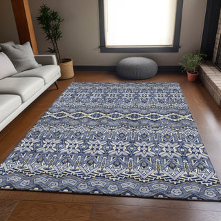Piper Looms Mayfield Moroccan AMF909 Denim Machine Washable Area Rug Lifestyle Image Feature