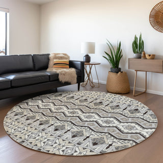 Piper Looms Mayfield Moroccan AMF909 Gray Machine Washable Area Rug Round Lifestyle Image Feature