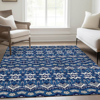 Piper Looms Mayfield Moroccan AMF909 Navy Machine Washable Area Rug Lifestyle Image Feature