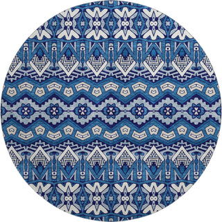 Piper Looms Mayfield Moroccan AMF909 Navy Machine Washable Area Rug Round Main Image