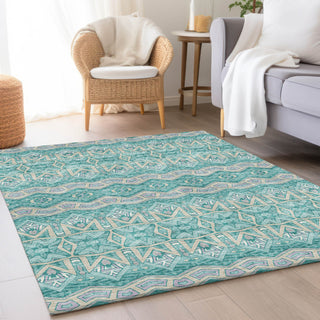 Piper Looms Mayfield Moroccan AMF909 Teal Machine Washable Area Rug Lifestyle Image Feature