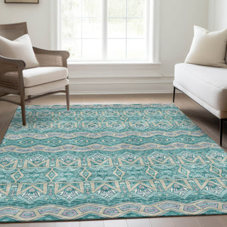 Piper Looms Mayfield Moroccan AMF909 Teal Machine Washable Area Rug Lifestyle Image Feature