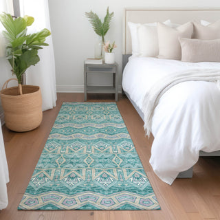 Piper Looms Mayfield Moroccan AMF909 Teal Machine Washable Area Rug Runner Lifestyle Image Feature