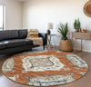 Piper Looms Mayfield Tribal AMF91 Clay Machine Washable Area Rug Round Lifestyle Image Feature