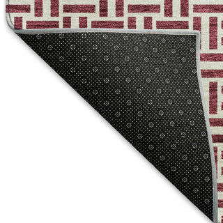 Piper Looms Mayfield Geometric AMF911 Burgundy Machine Washable Area Rug Backing Image