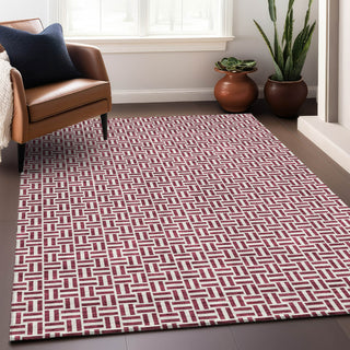 Piper Looms Mayfield Geometric AMF911 Burgundy Machine Washable Area Rug Lifestyle Image Feature
