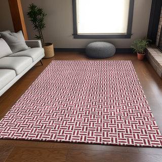Piper Looms Mayfield Geometric AMF911 Burgundy Machine Washable Area Rug Lifestyle Image Feature