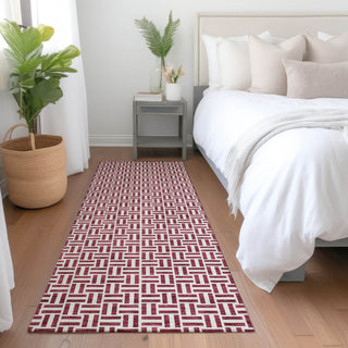 Piper Looms Mayfield Geometric AMF911 Burgundy Machine Washable Area Rug Runner Lifestyle Image Feature