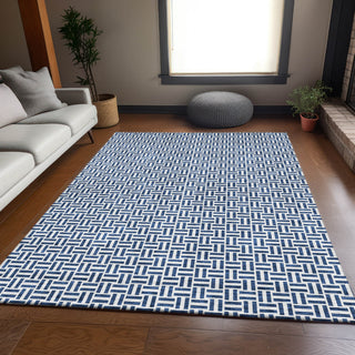 Piper Looms Mayfield Geometric AMF911 Navy Machine Washable Area Rug Lifestyle Image Feature