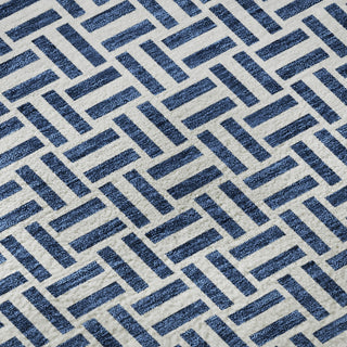 Piper Looms Mayfield Geometric AMF911 Navy Machine Washable Area Rug Swatch Image