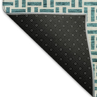 Piper Looms Mayfield Geometric AMF911 Teal Machine Washable Area Rug Backing Image