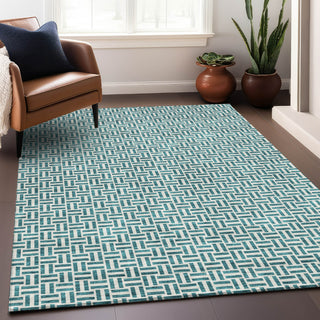 Piper Looms Mayfield Geometric AMF911 Teal Machine Washable Area Rug Lifestyle Image Feature