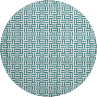 Piper Looms Mayfield Geometric AMF911 Teal Machine Washable Area Rug Round Main Image