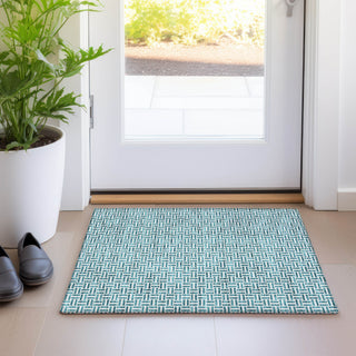 Piper Looms Mayfield Geometric AMF911 Teal Machine Washable Area Rug Scatter Lifestyle Image Feature