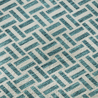 Piper Looms Mayfield Geometric AMF911 Teal Machine Washable Area Rug Swatch Image