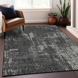 Piper Looms Mayfield Geometric AMF912 Black Machine Washable Area Rug Lifestyle Image Feature