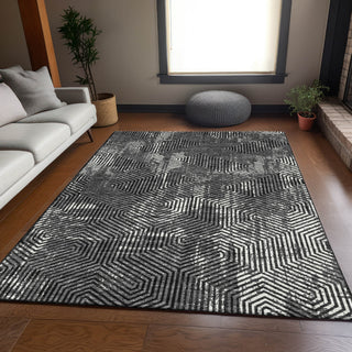 Piper Looms Mayfield Geometric AMF912 Black Machine Washable Area Rug Lifestyle Image Feature