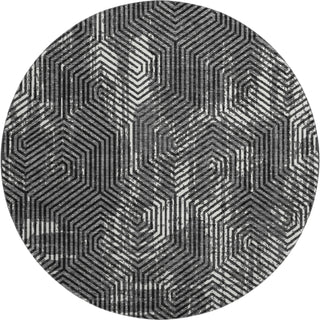Piper Looms Mayfield Geometric AMF912 Black Machine Washable Area Rug Round Main Image