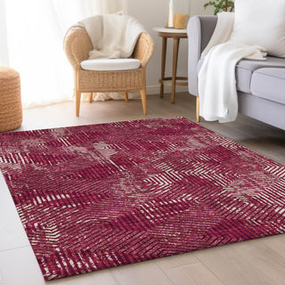 Piper Looms Mayfield Geometric AMF912 Burgundy Machine Washable Area Rug Lifestyle Image Feature
