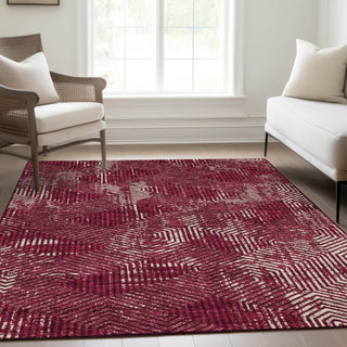 Piper Looms Mayfield Geometric AMF912 Burgundy Machine Washable Area Rug Lifestyle Image Feature