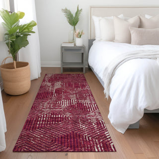 Piper Looms Mayfield Geometric AMF912 Burgundy Machine Washable Area Rug Runner Lifestyle Image Feature