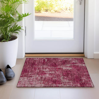 Piper Looms Mayfield Geometric AMF912 Burgundy Machine Washable Area Rug Scatter Lifestyle Image Feature