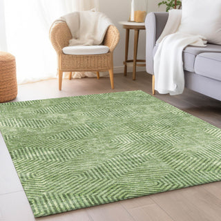 Piper Looms Mayfield Geometric AMF912 Green Machine Washable Area Rug Lifestyle Image Feature