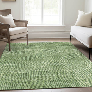 Piper Looms Mayfield Geometric AMF912 Green Machine Washable Area Rug Lifestyle Image Feature