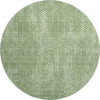 Piper Looms Mayfield Geometric AMF912 Green Machine Washable Area Rug Round Main Image