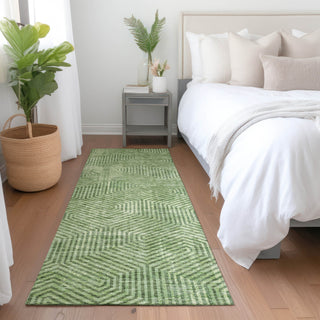 Piper Looms Mayfield Geometric AMF912 Green Machine Washable Area Rug Runner Lifestyle Image Feature