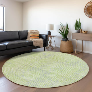 Piper Looms Mayfield Geometric AMF912 Lime Machine Washable Area Rug Round Lifestyle Image Feature