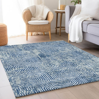 Piper Looms Mayfield Geometric AMF912 Navy Machine Washable Area Rug Lifestyle Image Feature