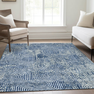 Piper Looms Mayfield Geometric AMF912 Navy Machine Washable Area Rug Lifestyle Image Feature