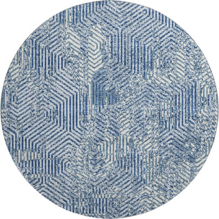 Piper Looms Mayfield Geometric AMF912 Navy Machine Washable Area Rug Round Main Image
