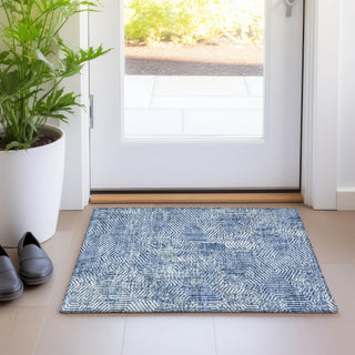 Piper Looms Mayfield Geometric AMF912 Navy Machine Washable Area Rug Scatter Lifestyle Image Feature