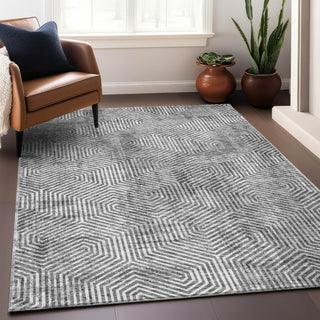 Piper Looms Mayfield Geometric AMF912 Silver Machine Washable Area Rug Lifestyle Image Feature