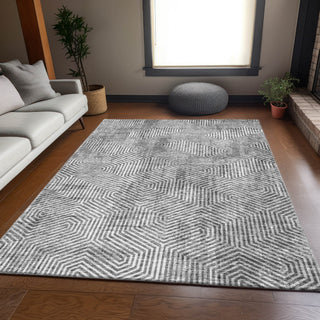 Piper Looms Mayfield Geometric AMF912 Silver Machine Washable Area Rug Lifestyle Image Feature