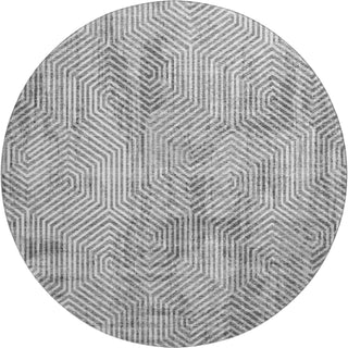 Piper Looms Mayfield Geometric AMF912 Silver Machine Washable Area Rug Round Main Image