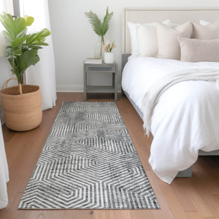 Piper Looms Mayfield Geometric AMF912 Silver Machine Washable Area Rug Runner Lifestyle Image Feature
