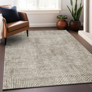 Piper Looms Mayfield Geometric AMF912 Taupe Machine Washable Area Rug Lifestyle Image Feature