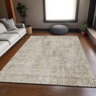 Piper Looms Mayfield Geometric AMF912 Taupe Machine Washable Area Rug Lifestyle Image Feature