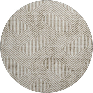 Piper Looms Mayfield Geometric AMF912 Taupe Machine Washable Area Rug Round Main Image