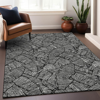 Piper Looms Mayfield Floral AMF913 Black Machine Washable Area Rug Lifestyle Image Feature