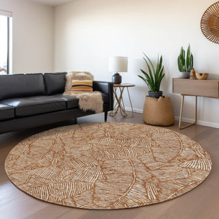 Piper Looms Mayfield Floral AMF913 Paprika Machine Washable Area Rug Round Lifestyle Image Feature