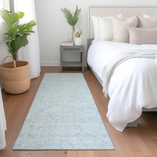 Piper Looms Mayfield Floral AMF913 Sky Machine Washable Area Rug Runner Lifestyle Image Feature