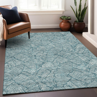 Piper Looms Mayfield Floral AMF913 Teal Machine Washable Area Rug Lifestyle Image Feature