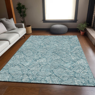 Piper Looms Mayfield Floral AMF913 Teal Machine Washable Area Rug Lifestyle Image Feature