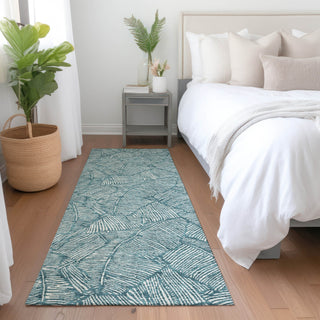 Piper Looms Mayfield Floral AMF913 Teal Machine Washable Area Rug Runner Lifestyle Image Feature