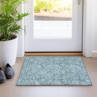 Piper Looms Mayfield Floral AMF913 Teal Machine Washable Area Rug Scatter Lifestyle Image Feature